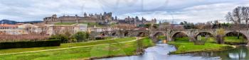 Carcassonne fortress and Pont Vieux - France, Languedoc-Roussillon