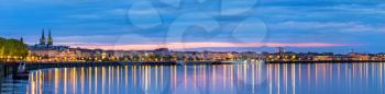 Panorama of Bordeaux in the evening - France