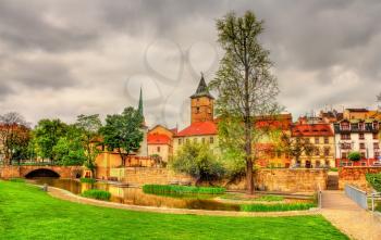 Garden in the historic centre of Pilsen - Czech Republic