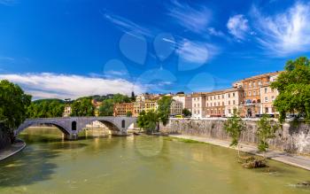 Rome city over the Tiber river - Italy