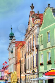 Traditional houses on the main square of Telc, Czech Republic. UNESCO heritage site