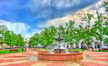 Fountain on Soviet Square in Kostroma, the Golden Ring of Russia