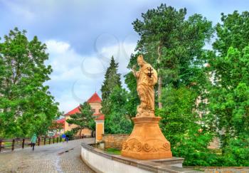 Statue on the bridge in Telc - southern Moravia, Czech Republic