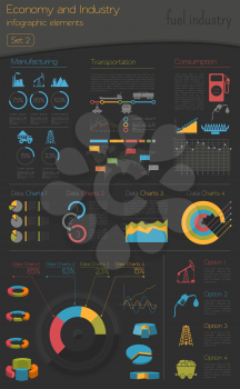 Economy and industry. Fuel industry. Industrial infographic template. Vector illustration