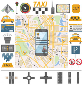 Taxi infographic template. Flat design. Vector illustration