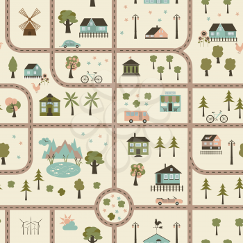 City map seamless pattern. Vector illustration