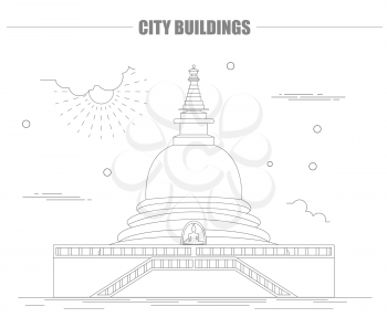 City buildings graphic template. Sri Lanka. Buddha`s temple. Vector illustration