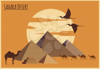 Sahara desert graphic template. Vector illustration