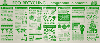 Environment, ecology infographic elements. Environmental risks, ecosystem. Template. Vector illustration