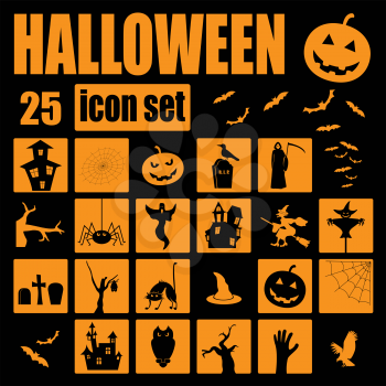 Halloween icon set. Holiday design. Vector illustration.