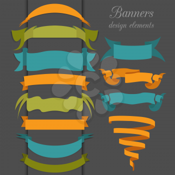 Set of retro ribbons and arrows, banner. Vector illustration