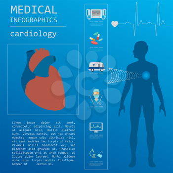 Medical and healthcare infographic, Cardiology infographics. Vector illustration