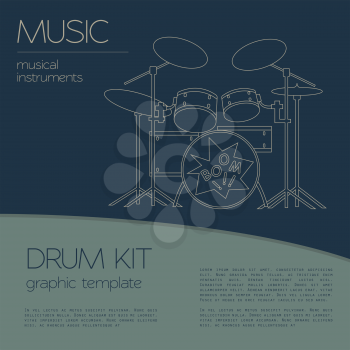 Musical instruments graphic template. Drumkit. Vector illustration