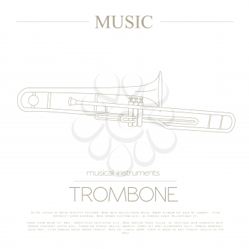Musical instruments graphic template. Trombone. Vector illustration