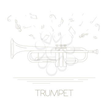 Musical instruments graphic template. Trumpet. Vector illustration