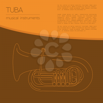 Musical instruments graphic template. Tuba. Vector illustration
