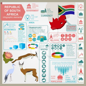 South Africa infographics, statistical data, sights. Vector illustration