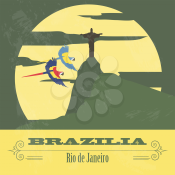 Brazilia landmarks. Retro styled image. Vector illustration