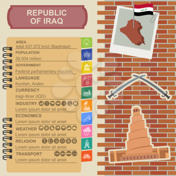 Iraq  infographics, statistical data, sights. Vector illustration