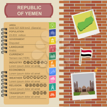 Yemen  infographics, statistical data, sights. Vector illustration