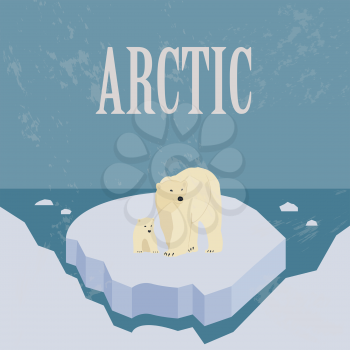 Arctic (North Pole). Retro styled image. Vector illustration