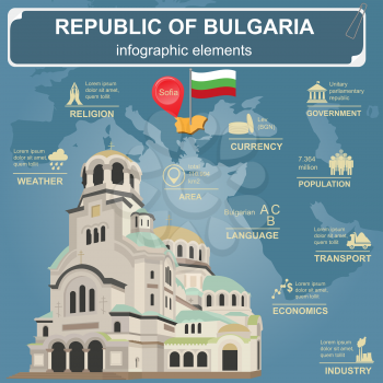 Bulgaria  infographics, statistical data, sights. Vector illustration