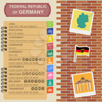 Germany infographics, statistical data, sights. Vector illustration