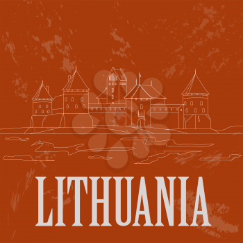 Lithuania landmarks. Retro styled image. Vector illustration