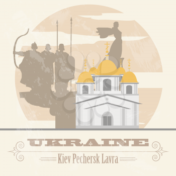 Ukraine landmarks. Retro styled image. Vector illustration