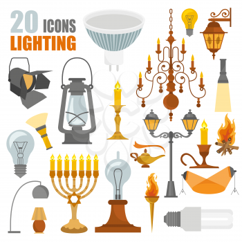 Lighting elements icon set. Vector illustration