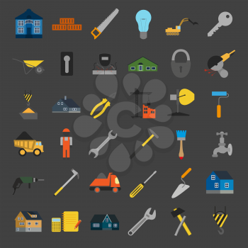 Set of house repair tools icons. Vector illustration