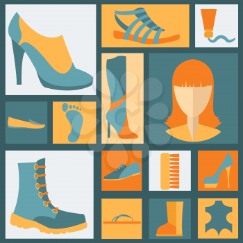 Footwear elements icons set. Easily edited. Vector illustration