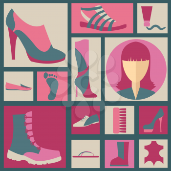 Footwear elements icons set. Easily edited. Vector illustration