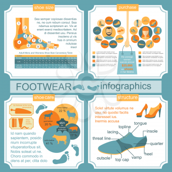 Footwear infographics elements. Easily edited. Vector illustration