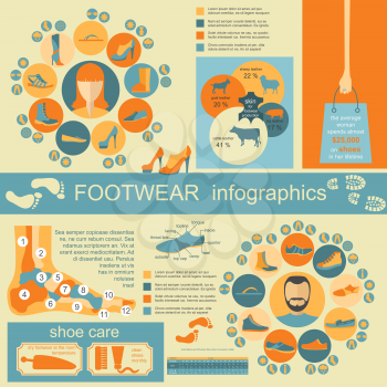 Footwear infographics elements. Easily edited. Vector illustration