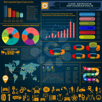 Car service, repair Infographics. Vector illustration