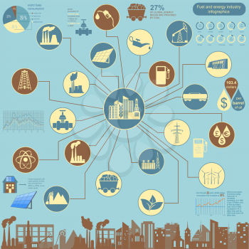 Fuel and energy industry infographic, set elements for creating your own infographics. Vector illustration