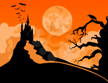 Halloween holiday graphic template. Flat icons. Vector illustration