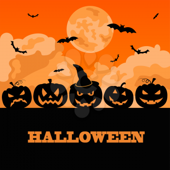 Halloween holiday graphic template. Flat icons. Vector illustration