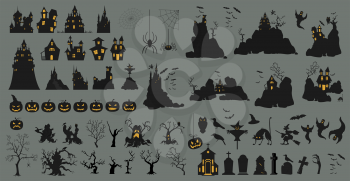 Halloween holiday constructor. Graphic template. Flat icons. Vector illustration