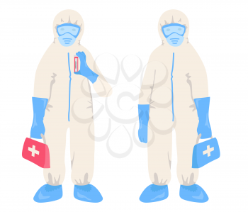 Corona virus. Doctor in protection suit. Quarantine, stop coronavirus epidemic design concept. Vector illustration