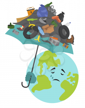 Global environmental problems. Land pollution, garbage dump infographic. Vector illustration