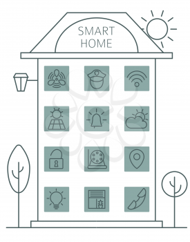 Smart home set.Thin line icon collection. Vector illustration