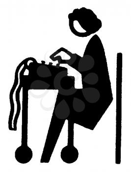 Royalty Free Clipart Image of a Woman Typing