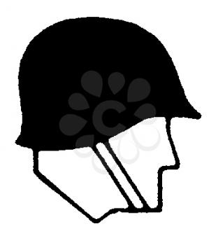 Royalty Free Clipart Image of a Man in a War Helmet