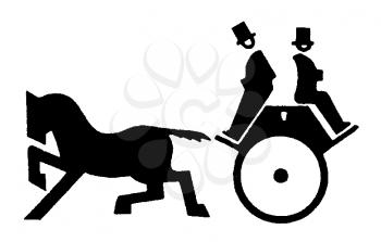 Royalty Free Clipart Image of Two Victorian Men in a Carriage