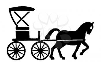Royalty Free Clipart Image of a Horse and Carriage
