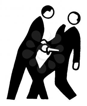 Royalty Free Clipart Image of a Man Stabbing Another Man