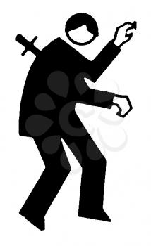 Royalty Free Clipart Image of a Man With a Knife in His Back