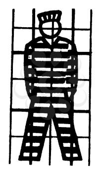 Royalty Free Clipart Image of a Man in Jail